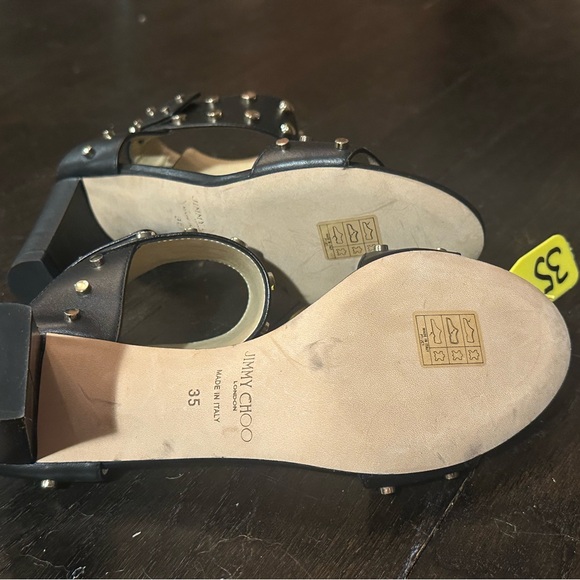 Black leather studded Jimmy Choo sandals, size 35 - Picture 3 of 3